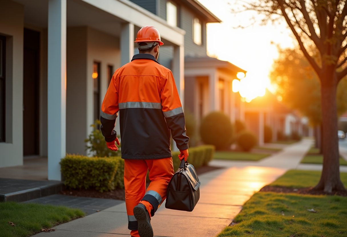 Locksmith arriving at a Sydney home at sunrise — Wahroonga